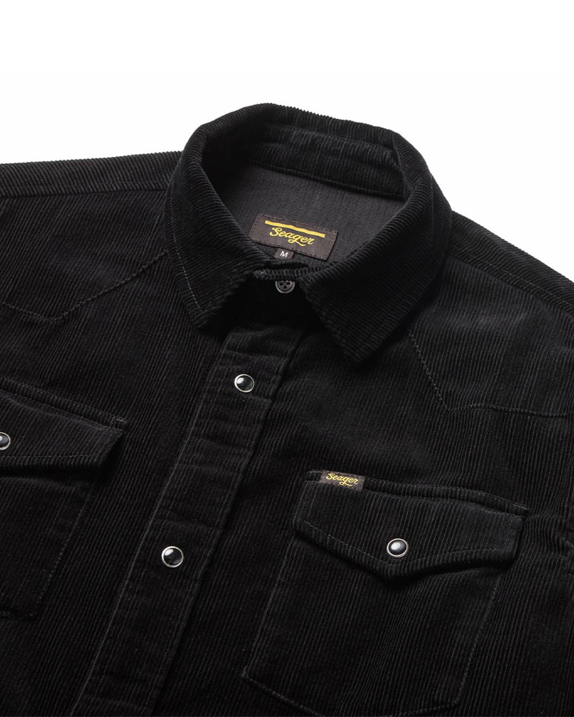 Reagan Pearl Snap Corduroy Shirt - Black
