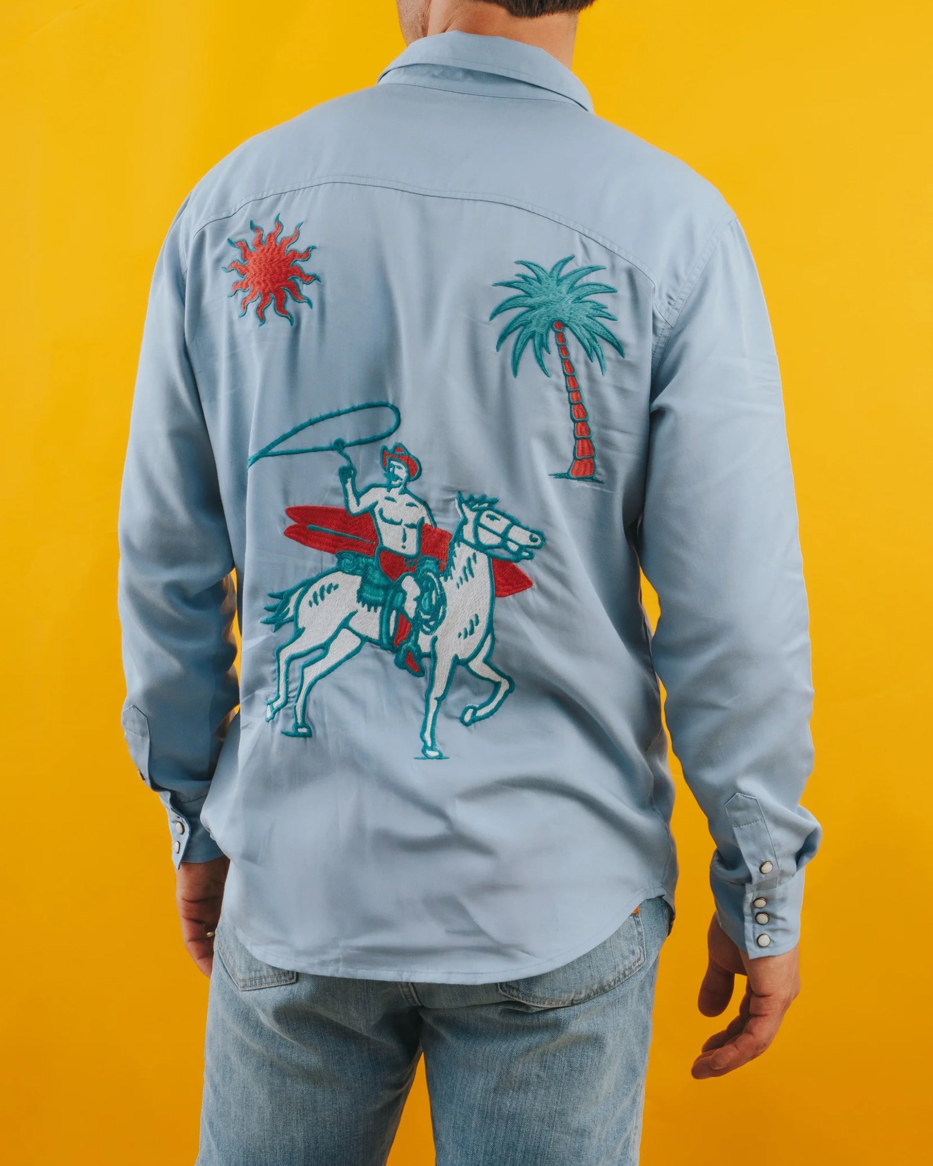 Sendero x Waco Surf Embroidered Pearl Snap Long Sleeve Shirt - Ranch and Reef