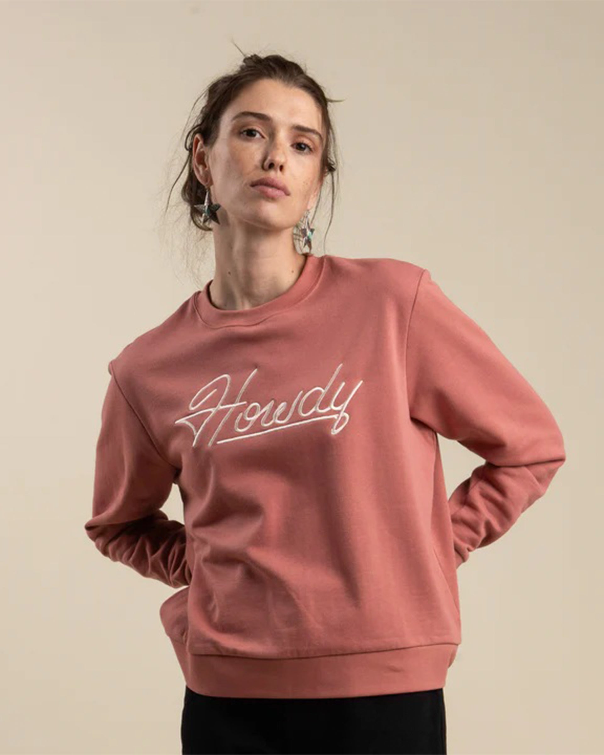 Sendero Provisions Co. Howdy Drop Shoulder Sweatshirt - Dusty Mauve