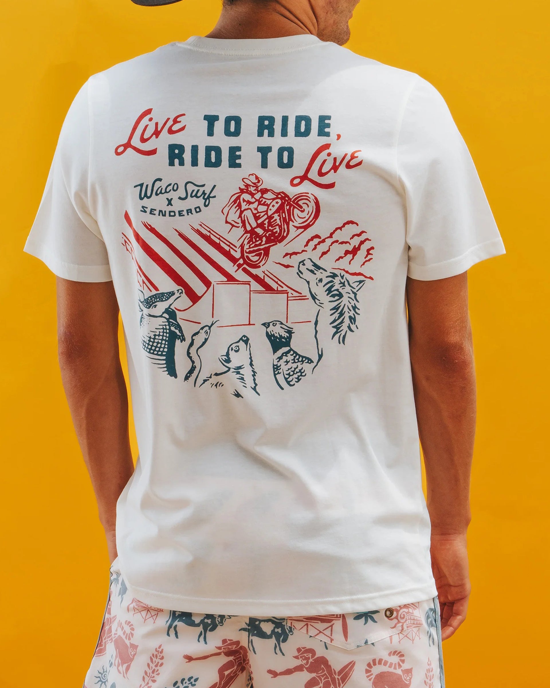Sendero Provisions Co. x Waco Surf Live To Ride Short Sleeve T-Shirt - Vintage White
