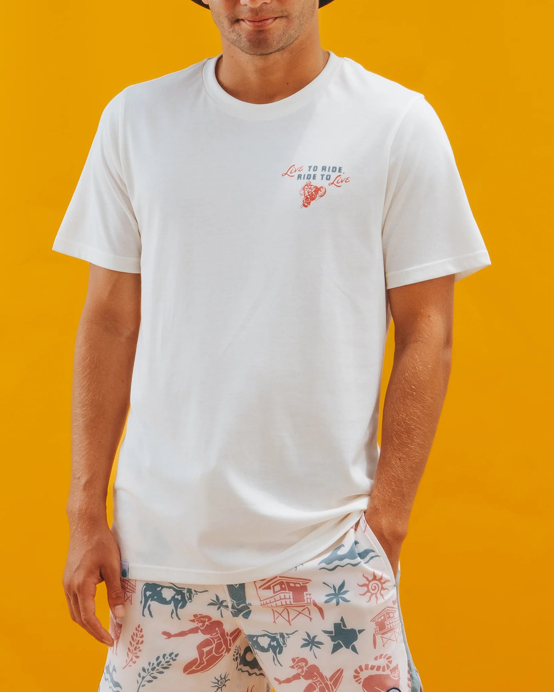 Sendero Provisions Co. x Waco Surf Live To Ride Short Sleeve T-Shirt - Vintage White