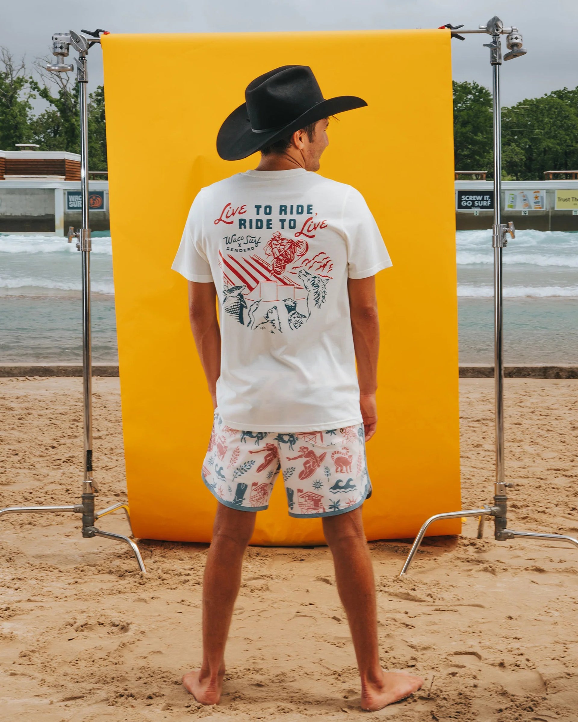 Sendero Provisions Co. x Waco Surf Live To Ride Short Sleeve T-Shirt - Vintage White