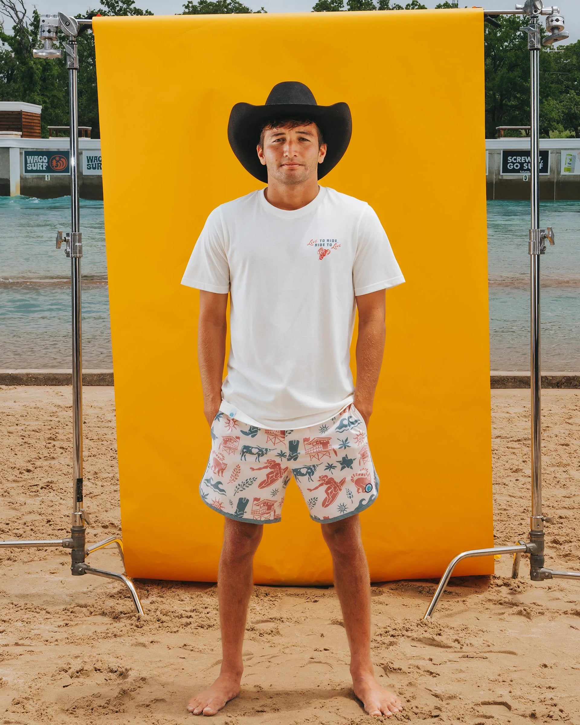 Sendero Provisions Co. x Waco Surf Live To Ride Short Sleeve T-Shirt - Vintage White