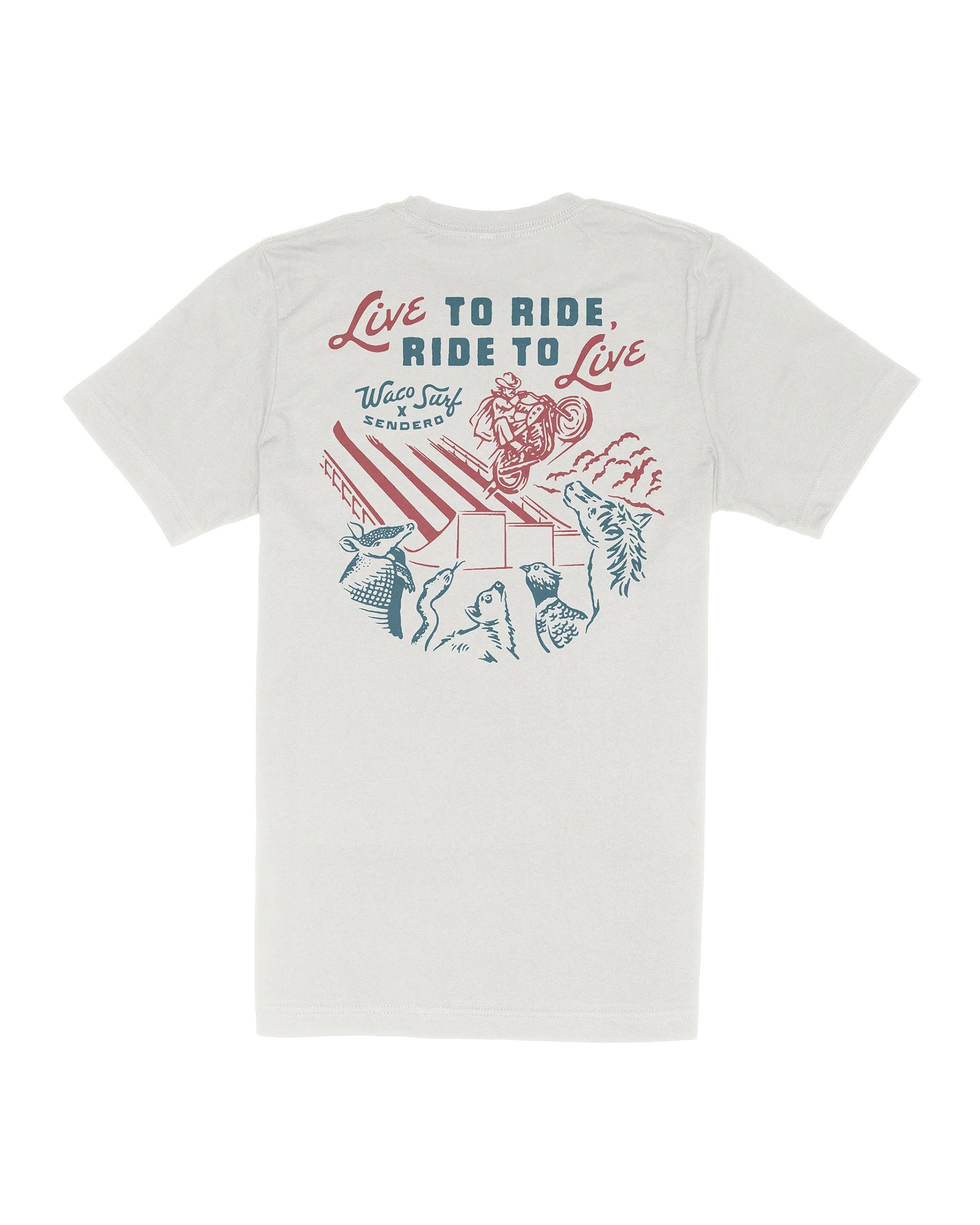 Sendero Provisions Co. x Waco Surf Live To Ride Short Sleeve T-Shirt - Vintage White