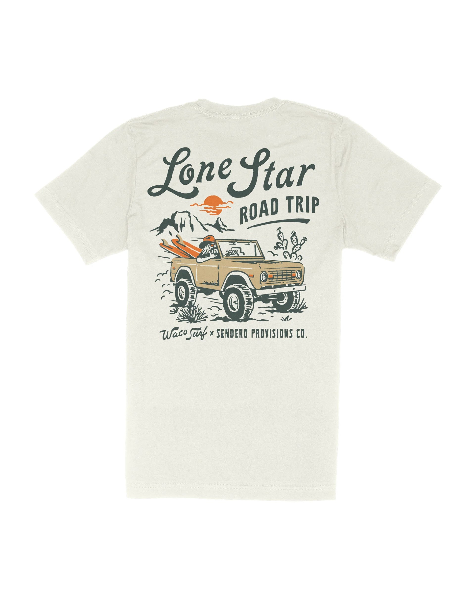 Sendero Provisions Co. x Waco Surf Lone Surf Road Trip Short Sleeve T-Shirt - Vintage White