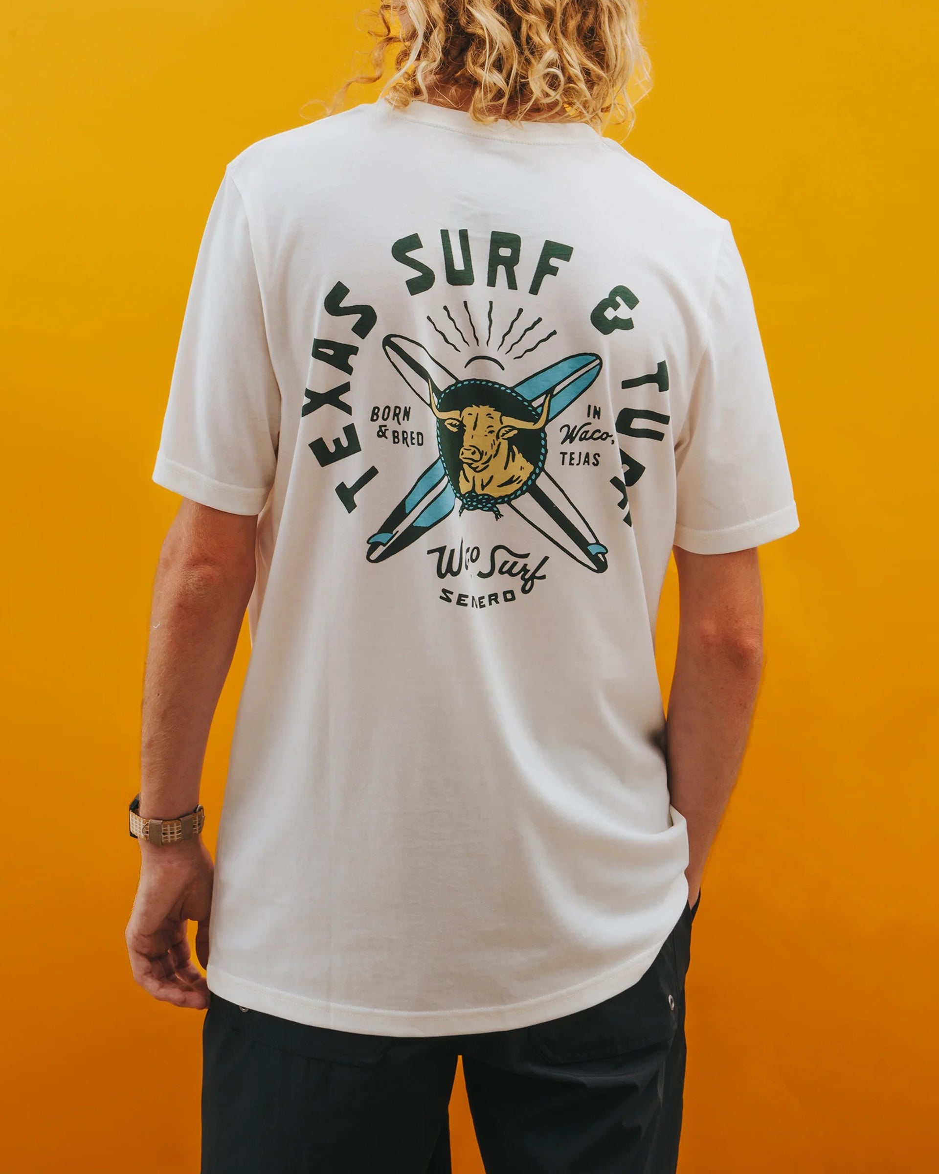 Sendero x Waco Surf Texas Surf and Turf S/S T-Shirt - Vintage White