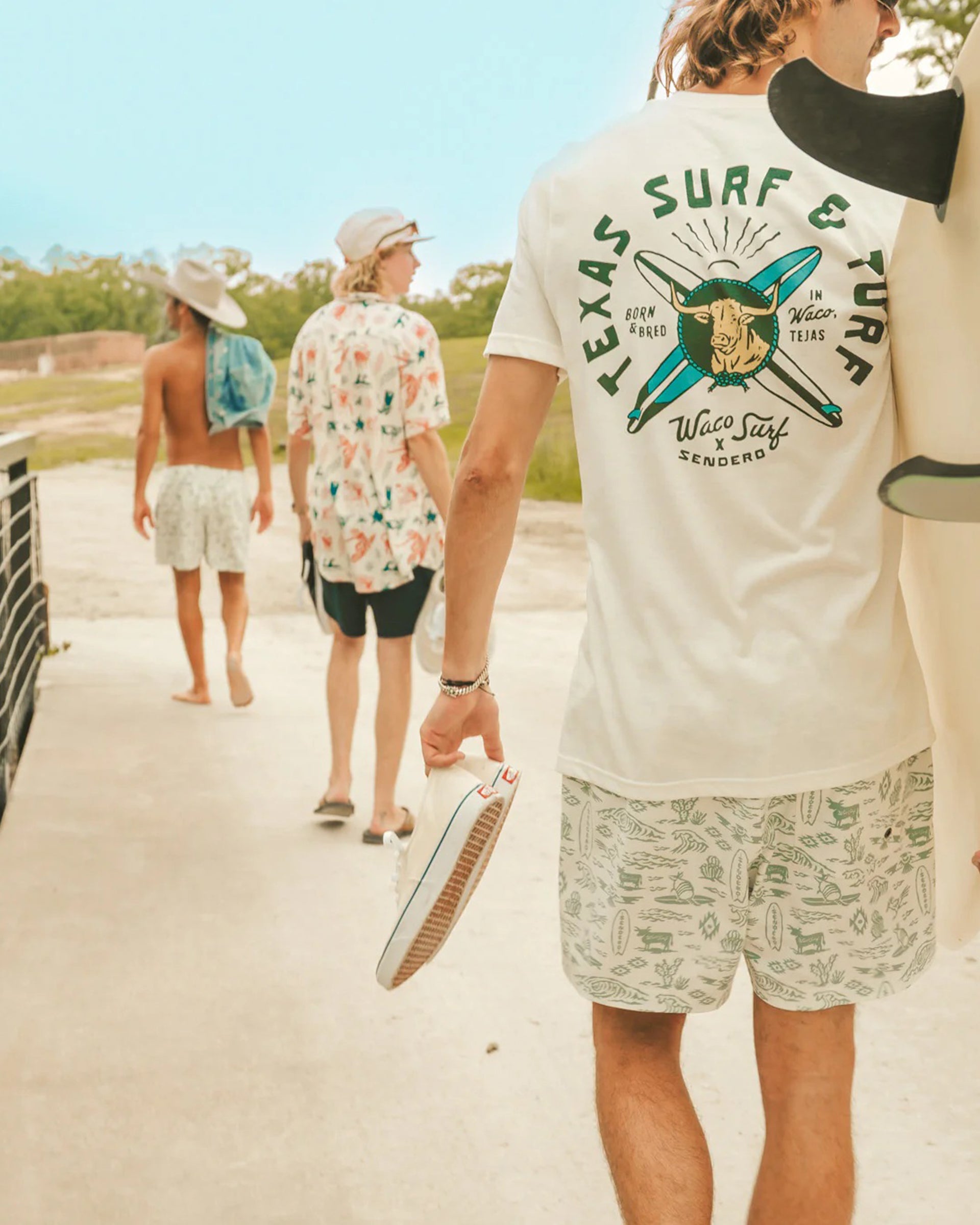 Sendero x Waco Surf Texas Surf and Turf S/S T-Shirt - Vintage White