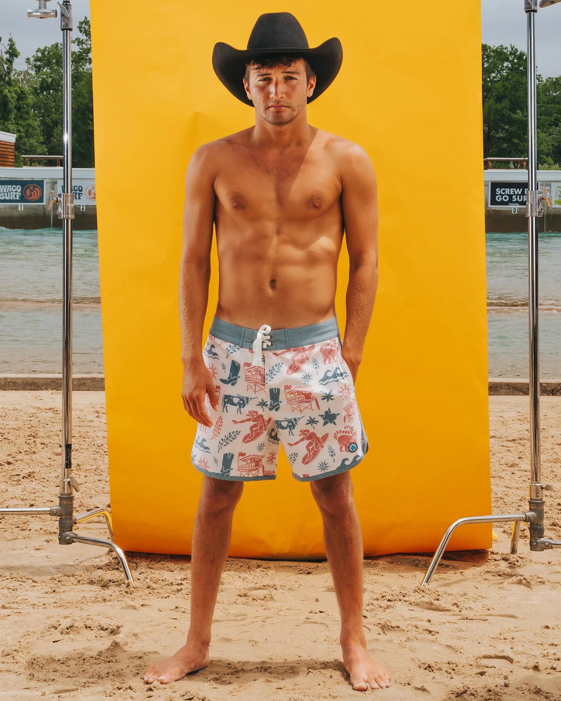 Sendero Provisions Co. x Waco Surf Point Bar Boardshorts - Texas Surf