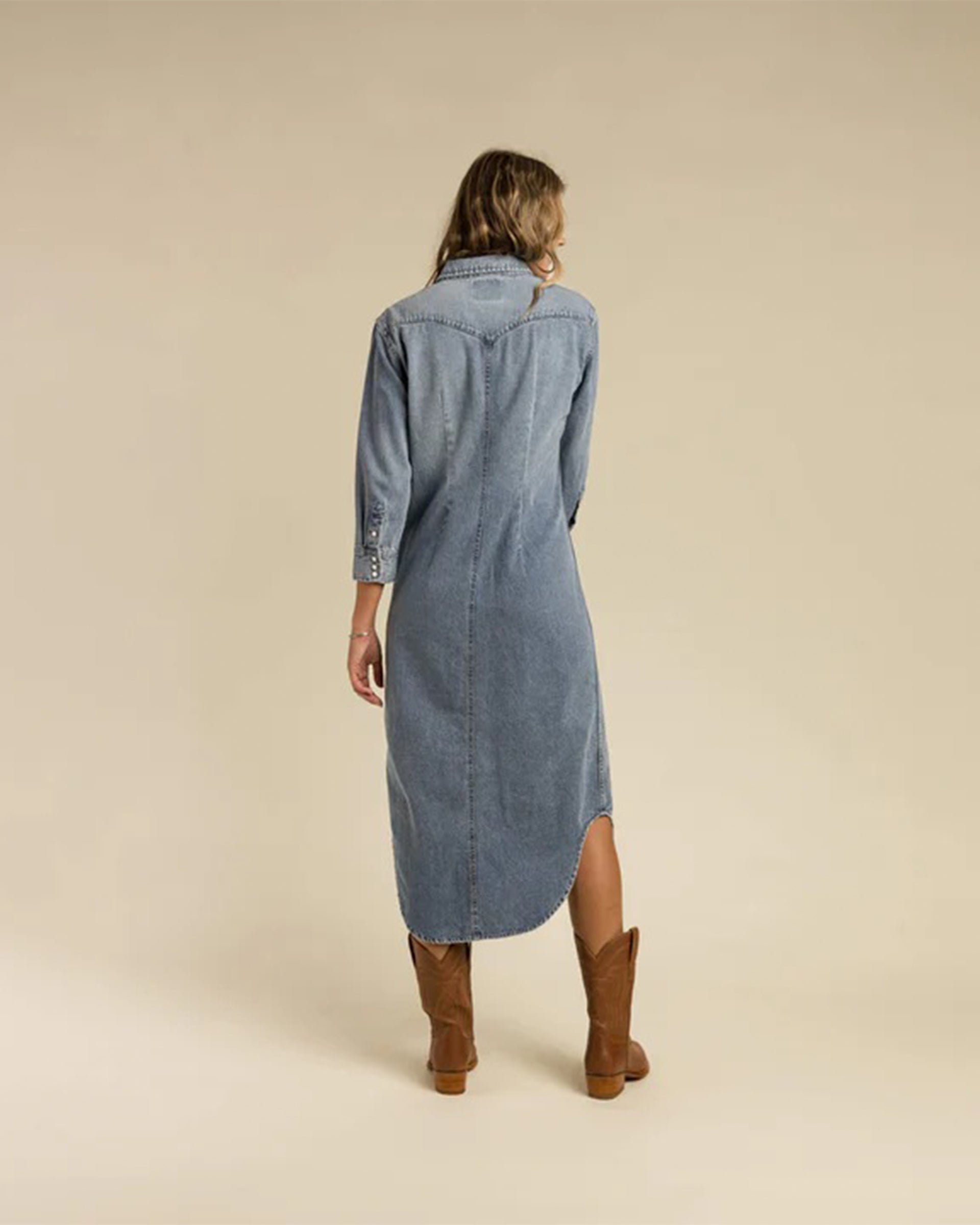 Sendero Provisions Co. The Annie Pearl Snap Shirtdress - Classic Denim