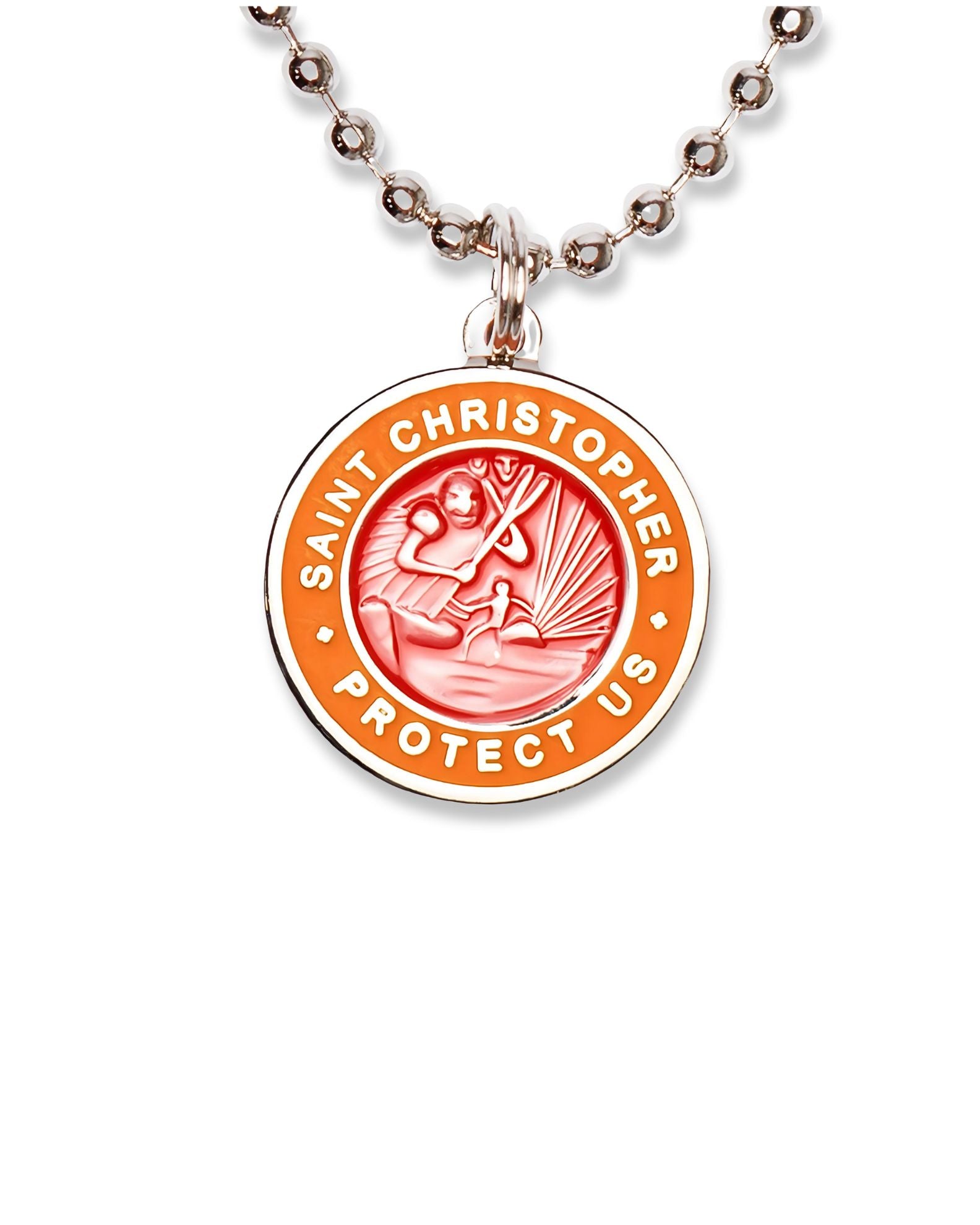 St. Christopher Necklace - Strawberry/ Orange