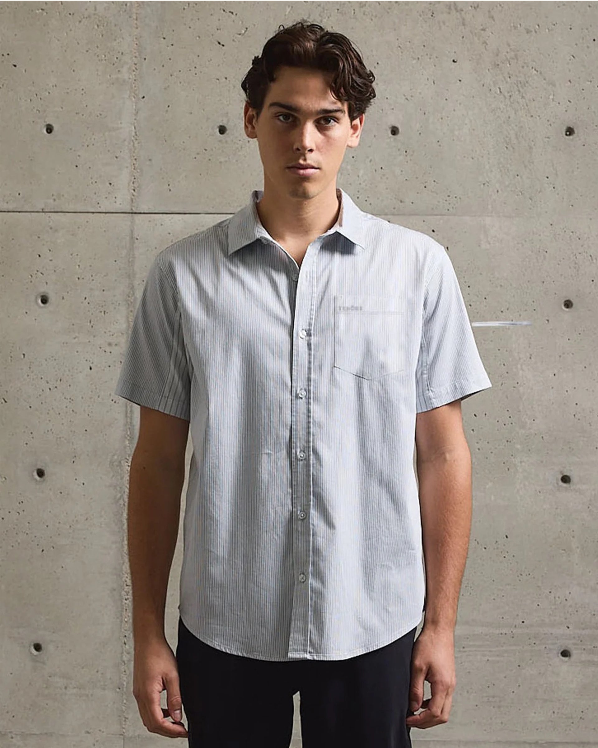 Tenore Poplin Short Sleeve Woven Shirt - Light Blue