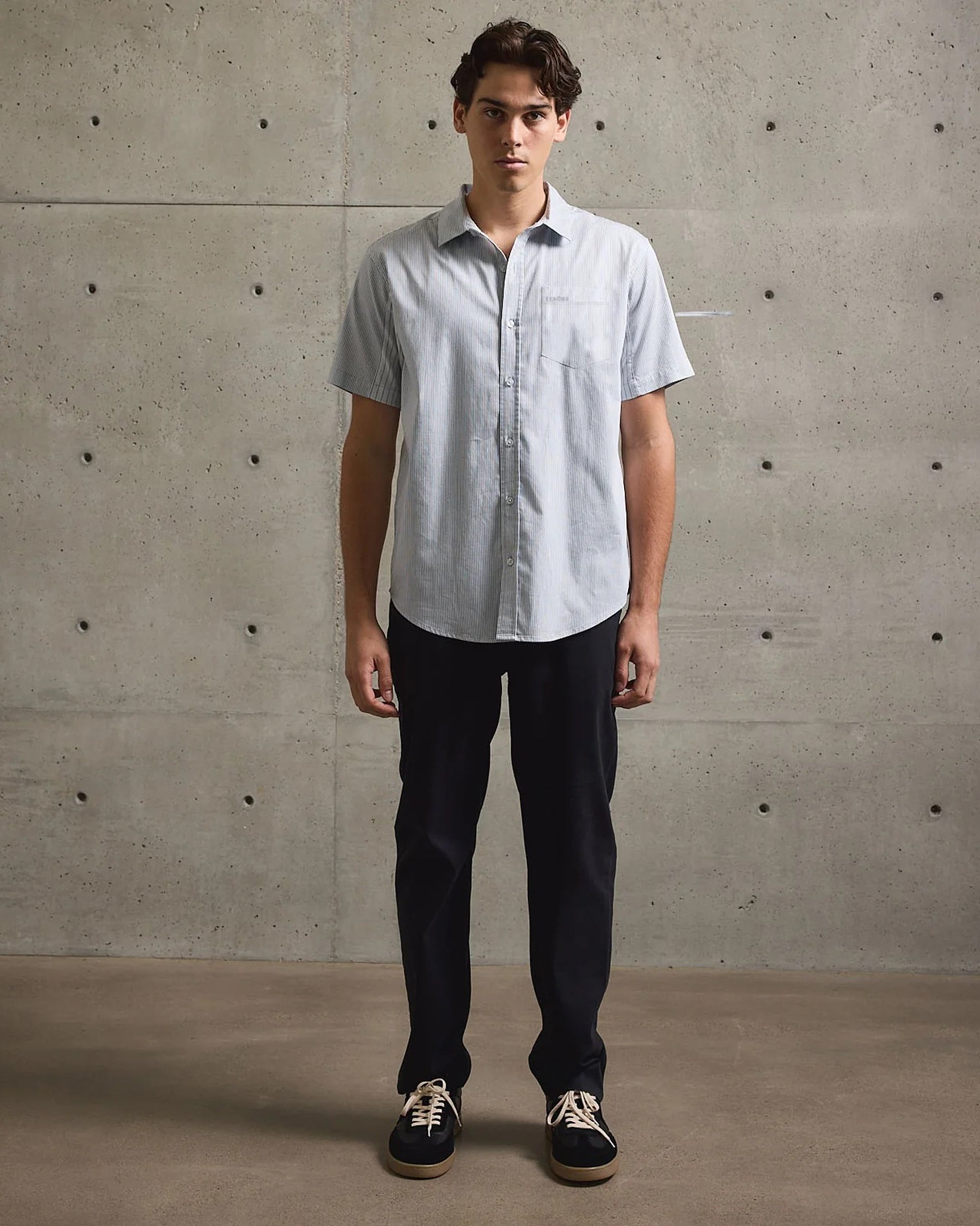 Tenore Poplin Short Sleeve Woven Shirt - Light Blue
