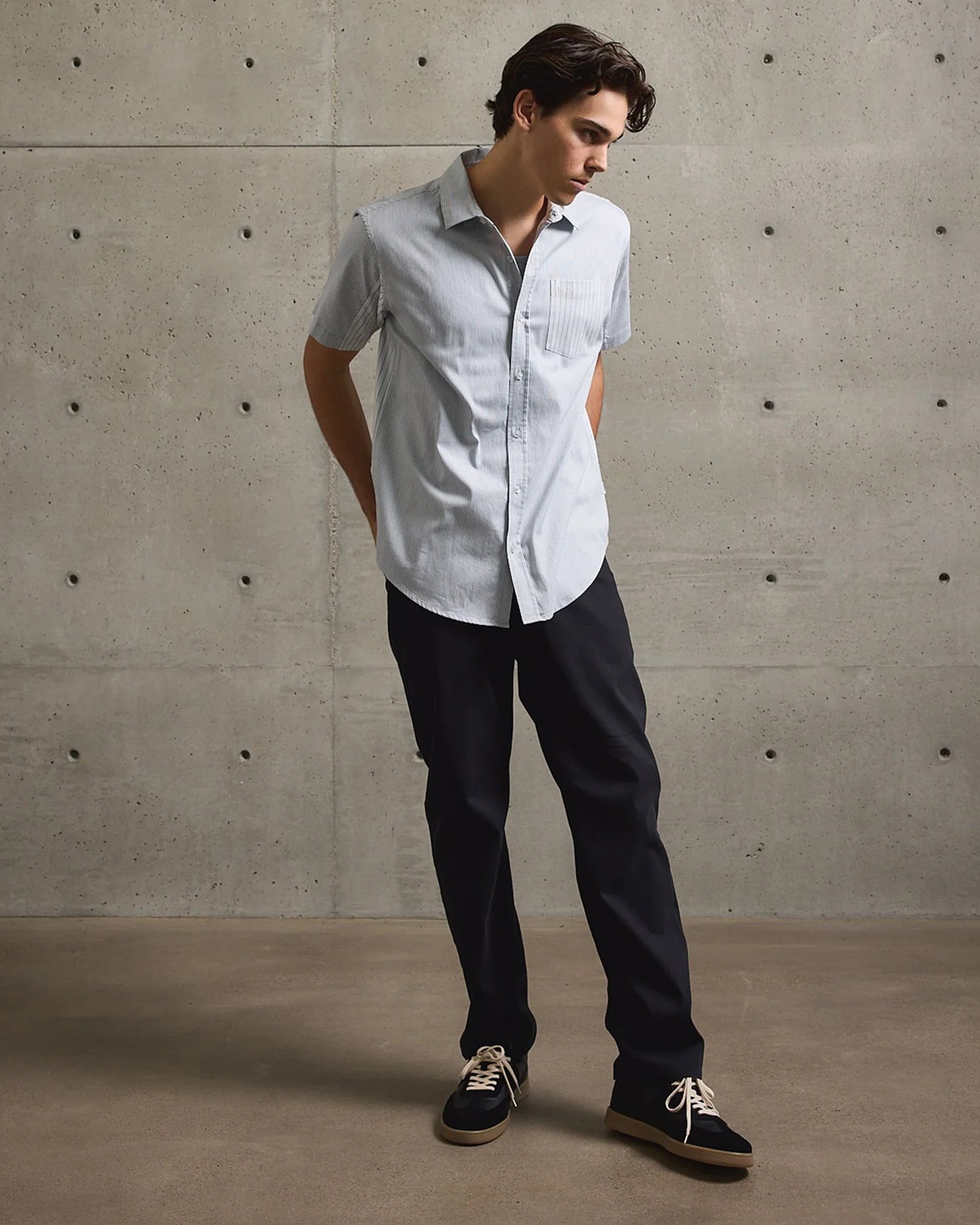 Tenore Poplin Short Sleeve Woven Shirt - Light Blue