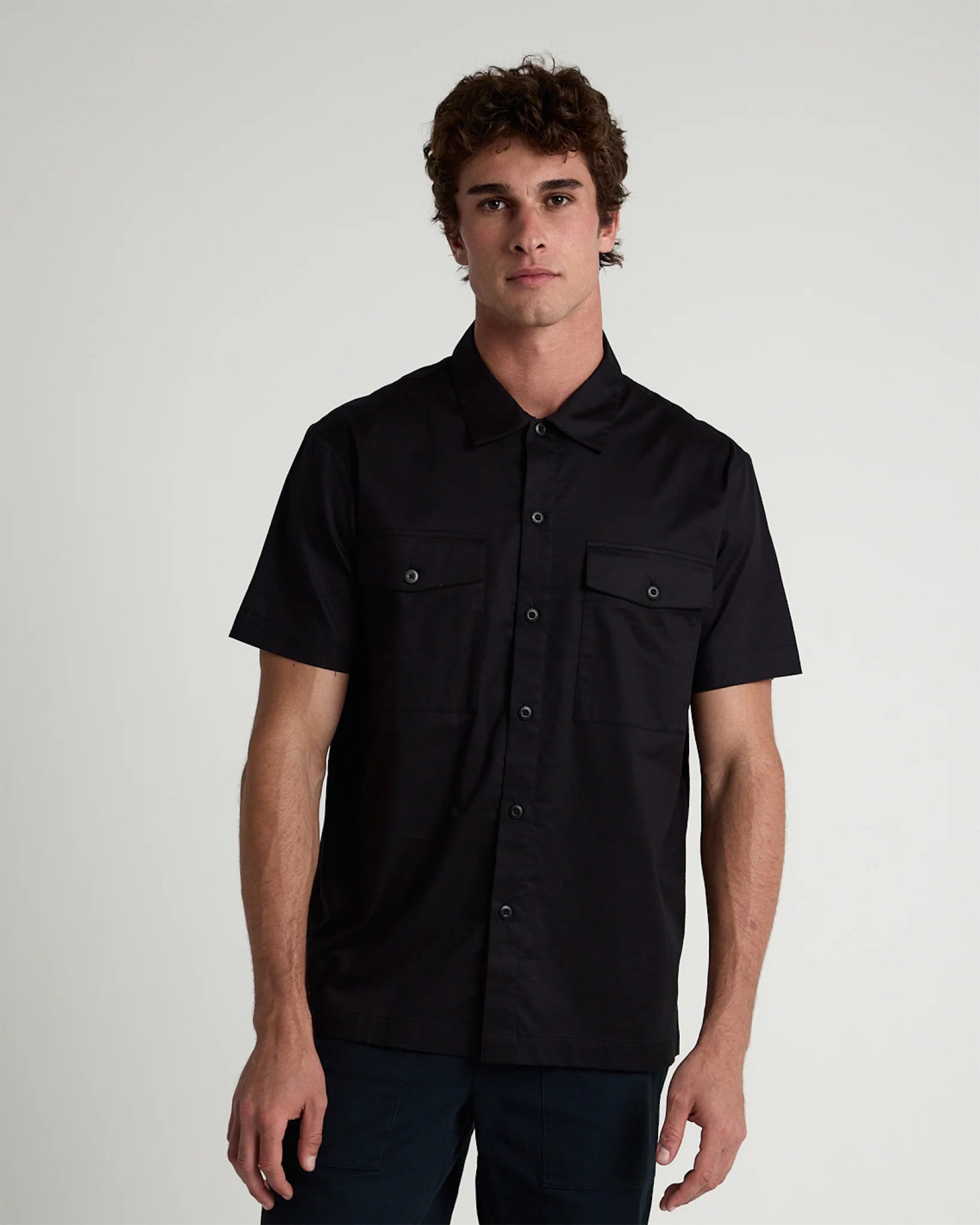Tenore Utility Short Sleeve Shirt - Black