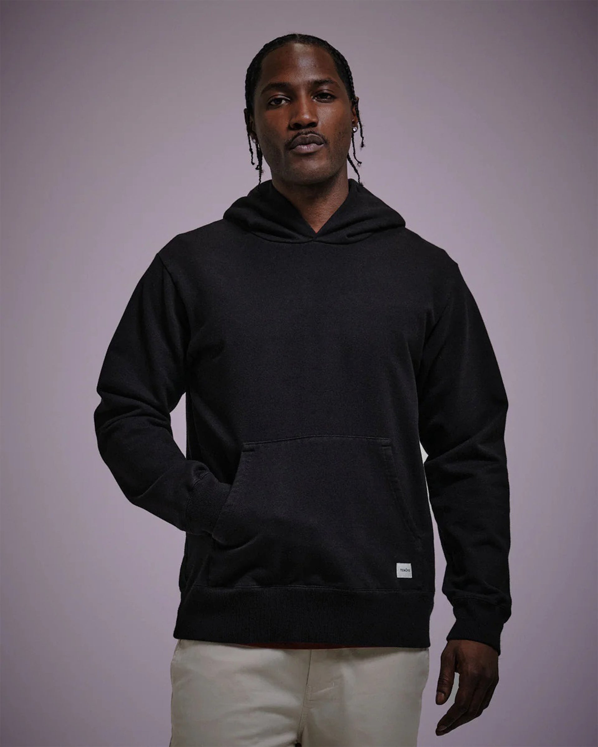Tenore Woven Label Fleece Hoodie - Black