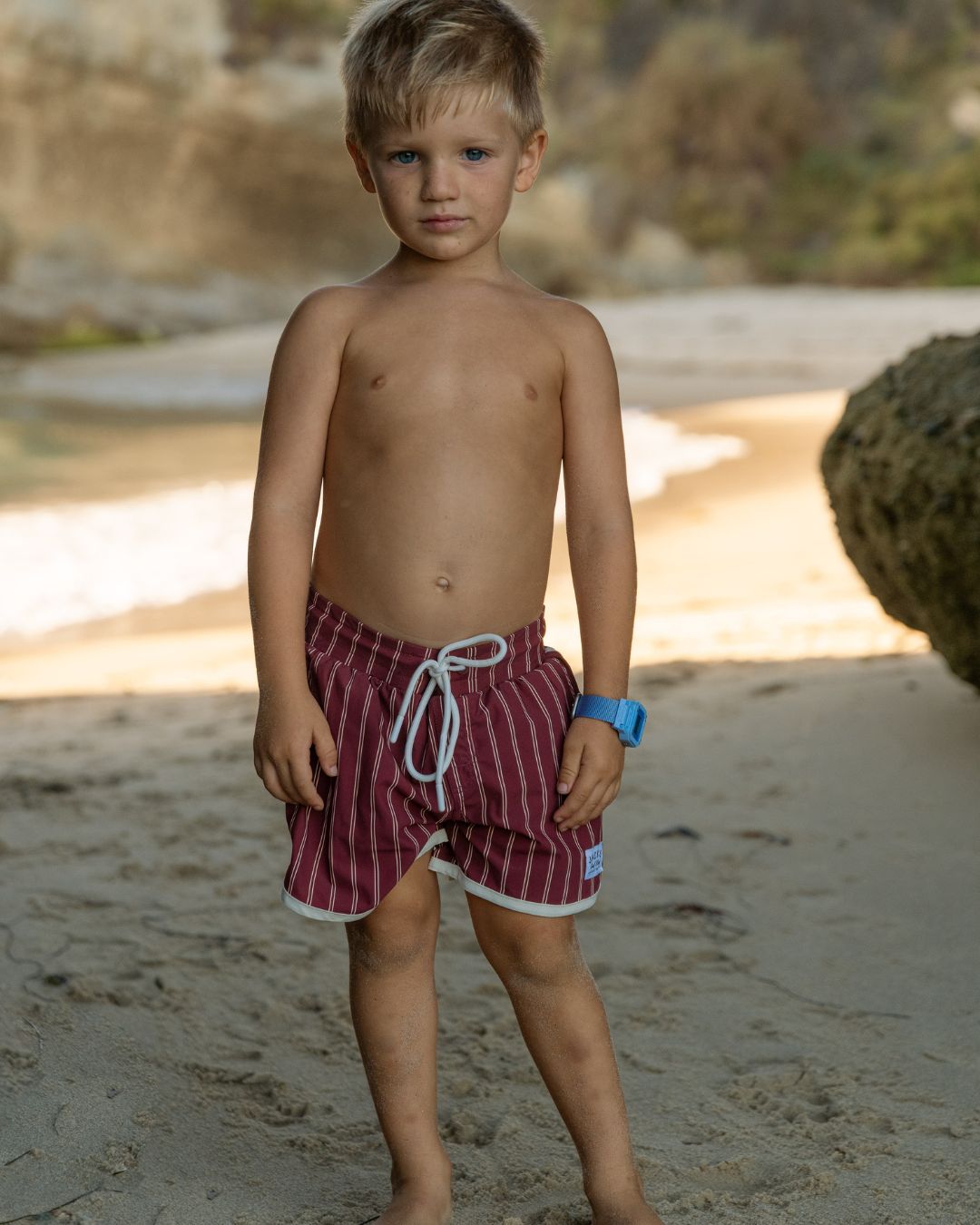 JS Swim Kai Boardshorts Kids (2-7) - Maroon Striped 