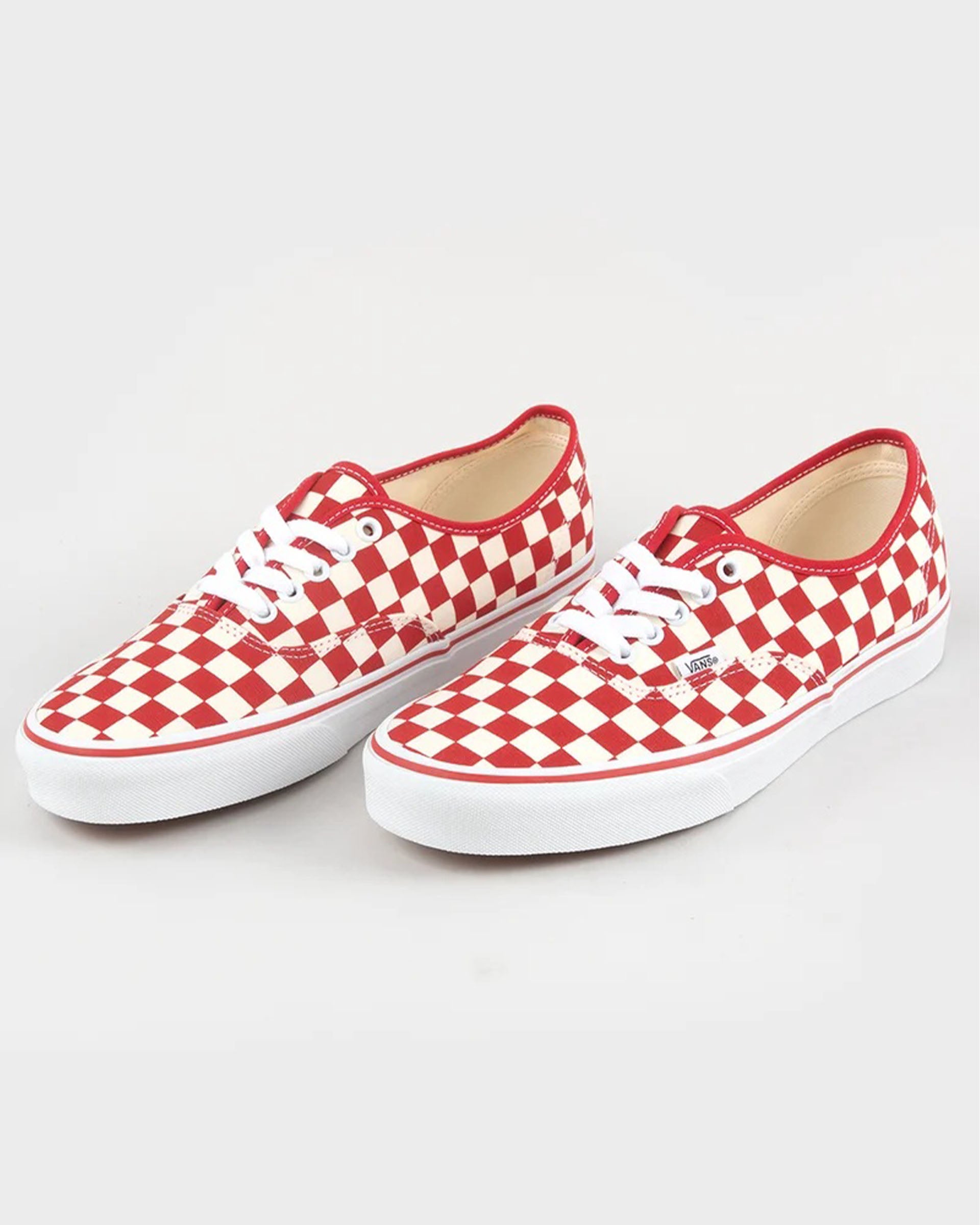 Vans Authentic Primary Check Shoe - Racing Red/White