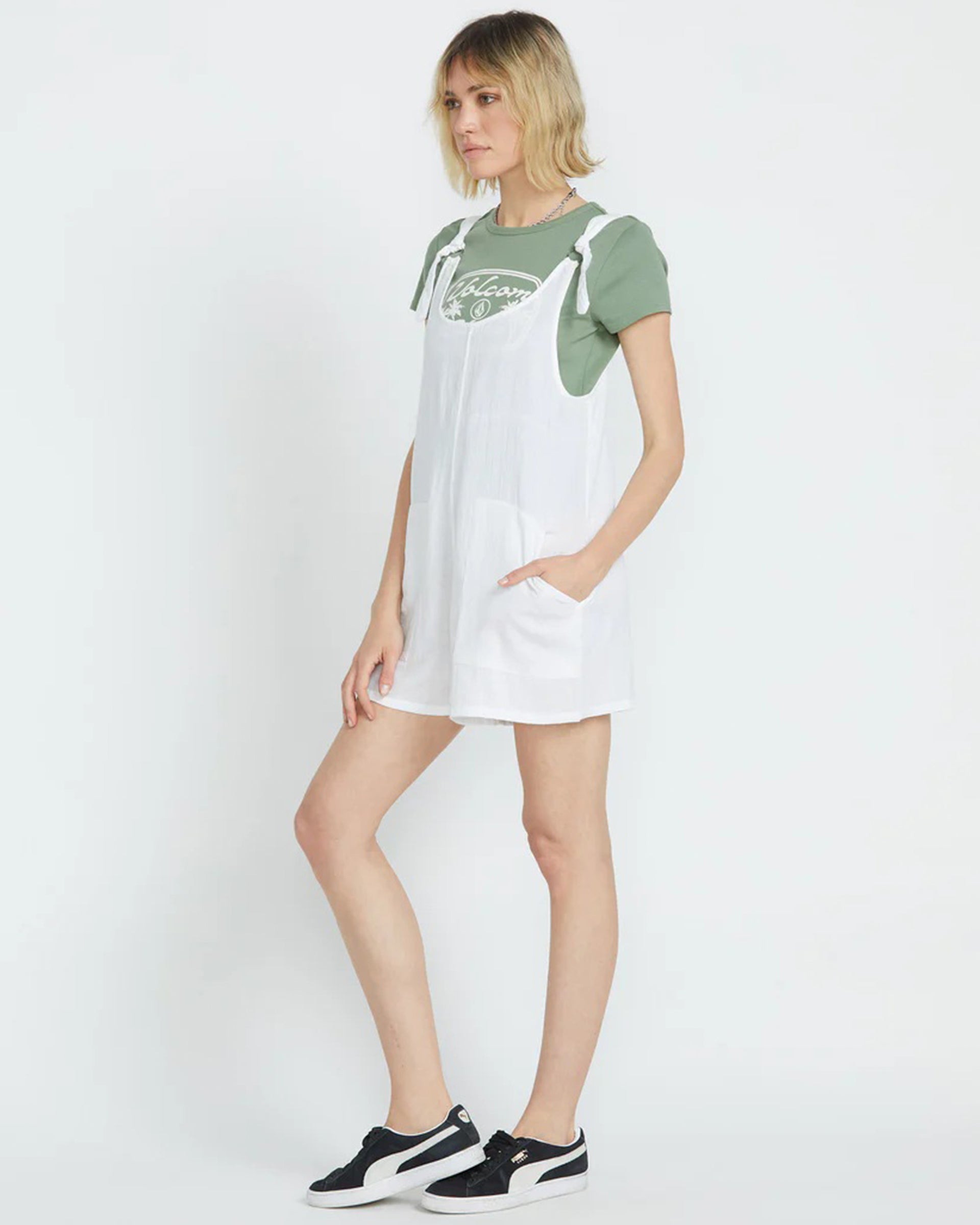 Volcom Women's Lil Tie Strap Romper - White