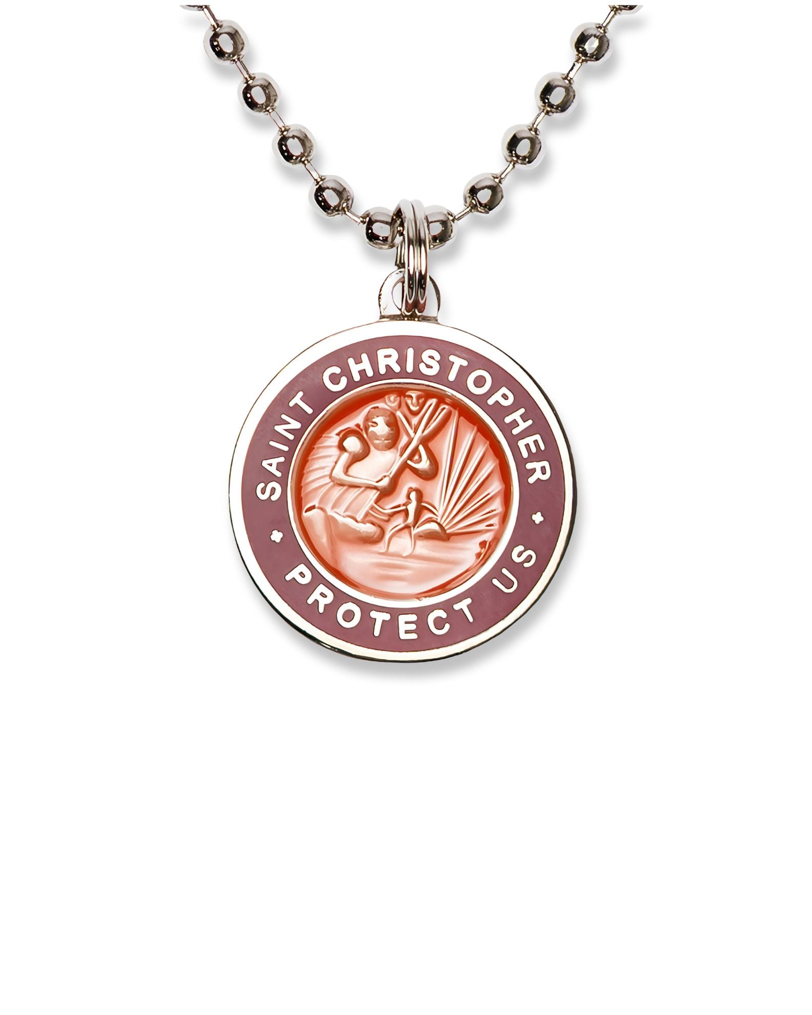 St. Christopher Necklace - Vermilion/ Rosewood