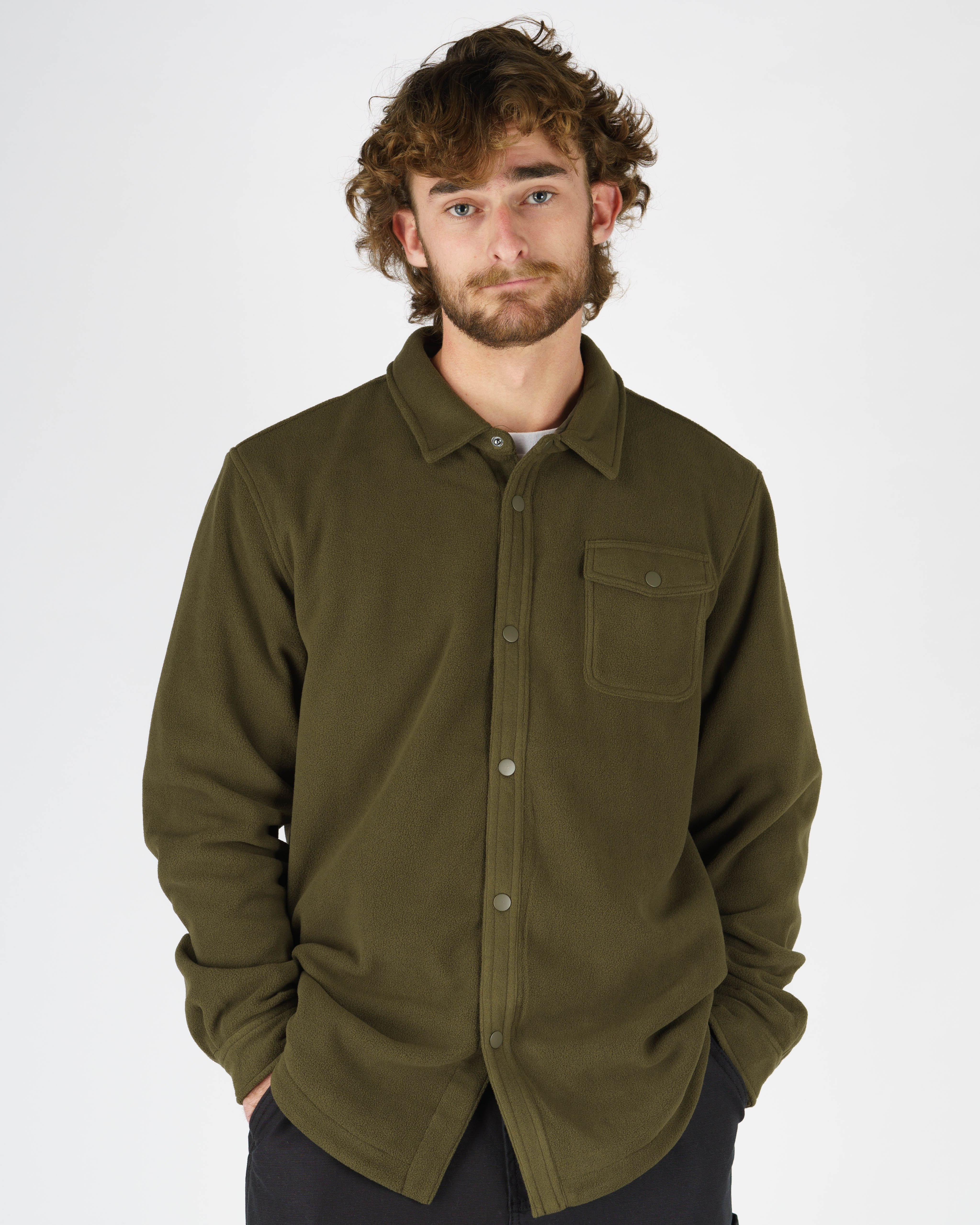 Walton L/S Button Up Shirt- Olive