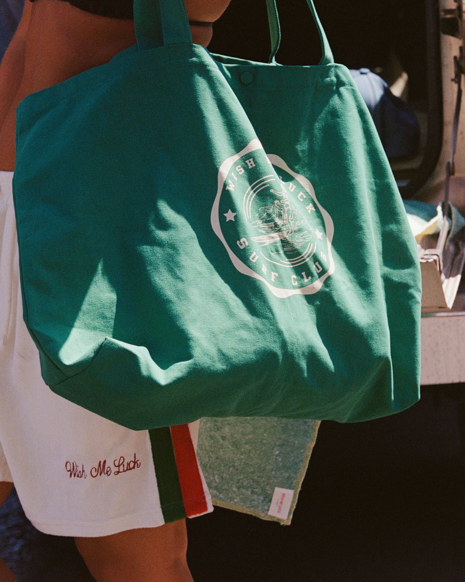 Wish Me Luck Wave Rider Tote Bag - Green