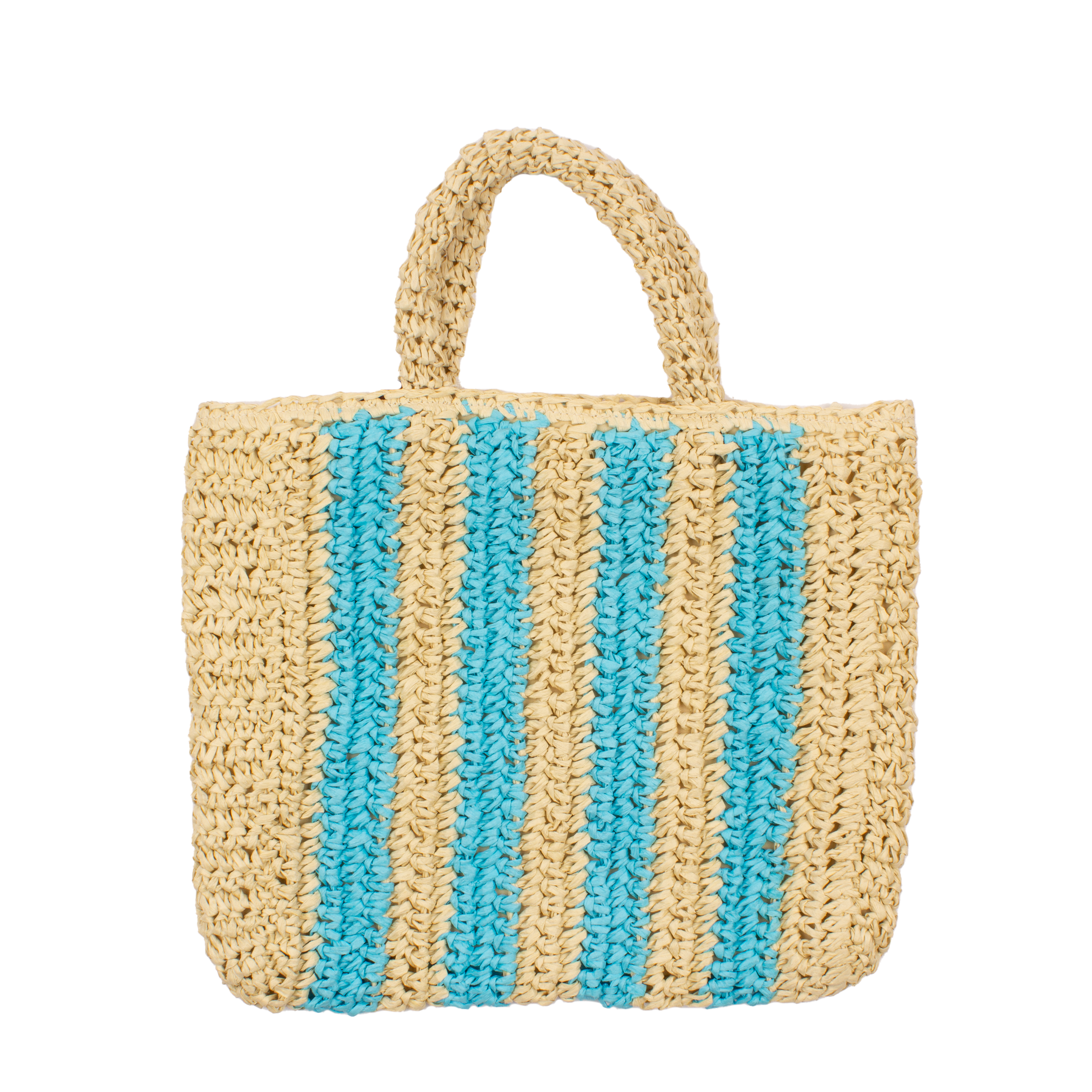 Aranza Straw Raffia Tote Bag-Blue