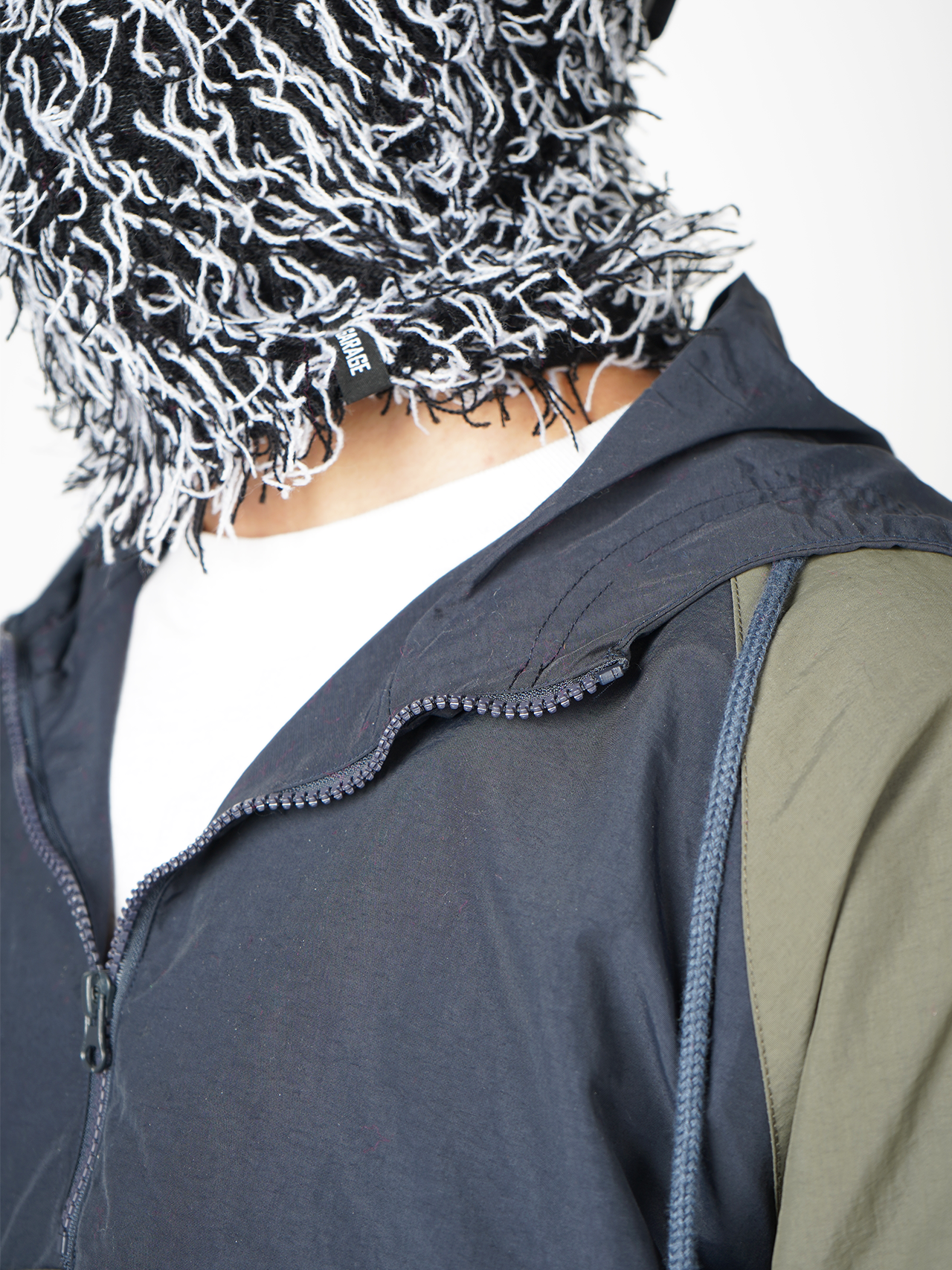 Garage Skateshop Jessie Fuzzy Balaclava Ski Mask- Black and White