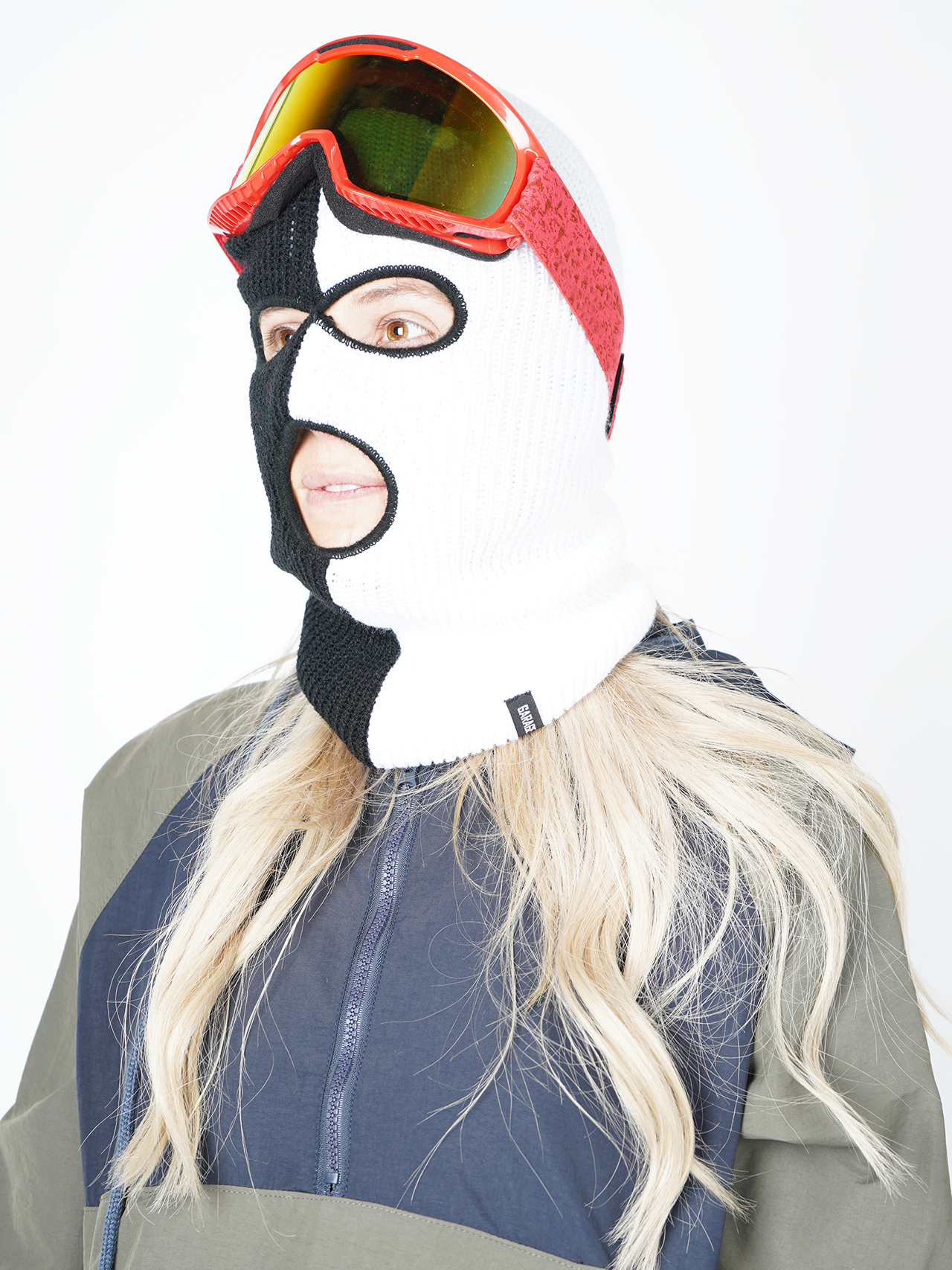 Garage Skateshop Two Face Balaclava Ski Mask- Black and White