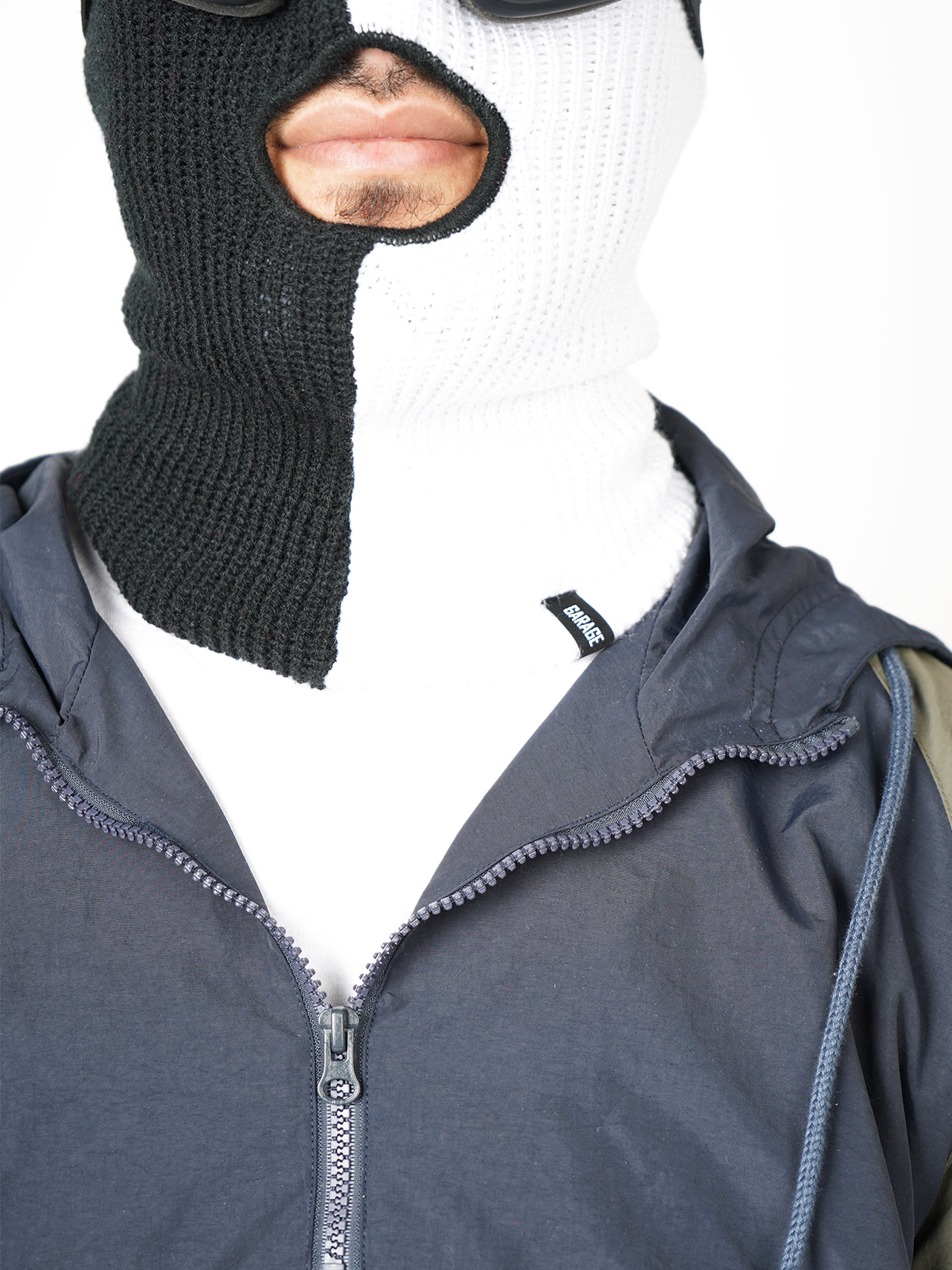 Garage Skateshop Two Face Balaclava Ski Mask- Black and White