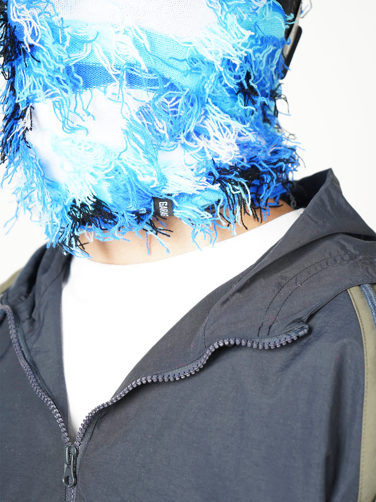 Garage Skateshop Jessie Fuzzy Balaclava Ski Mask- Blue and White