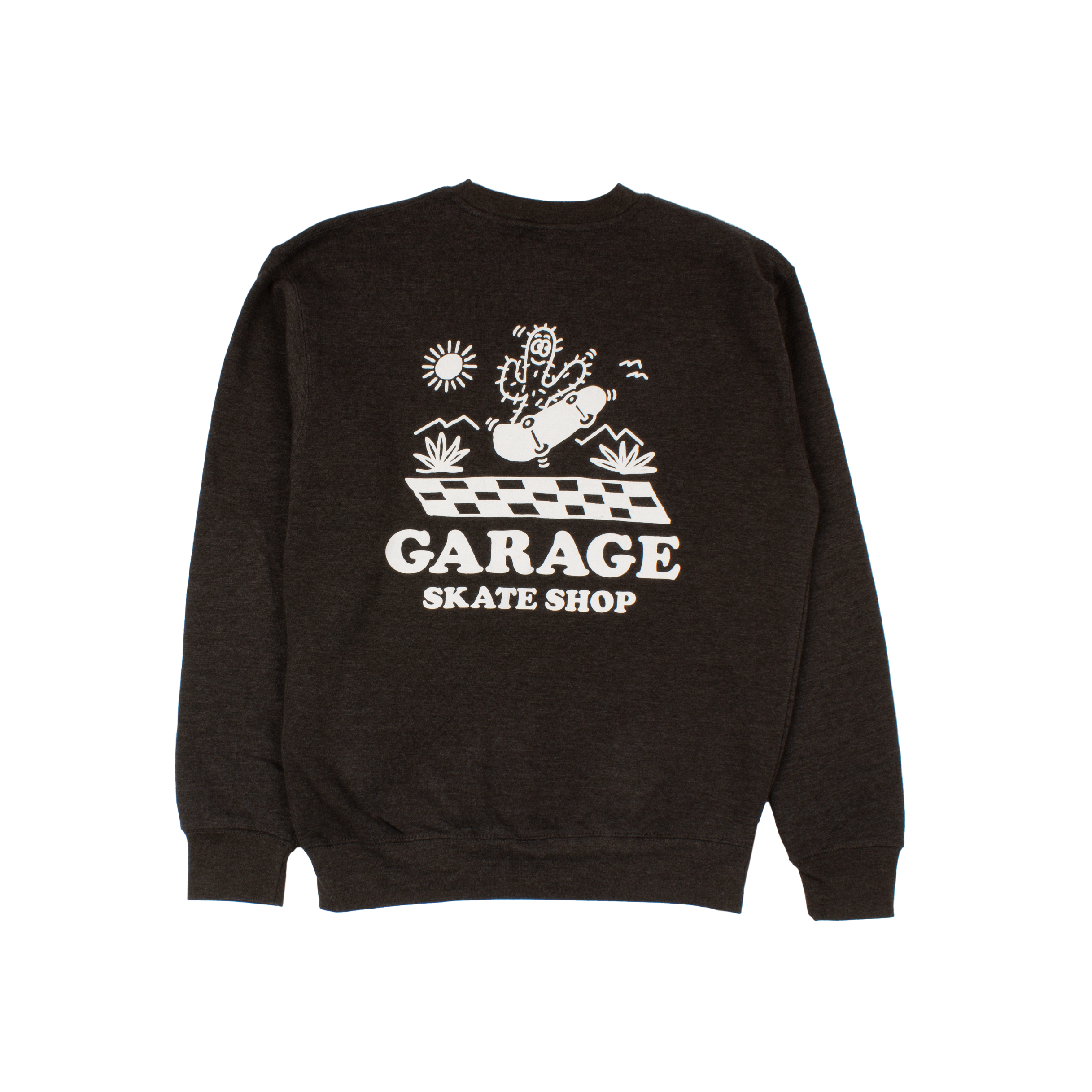 Garage Skate Shop Prickly Picnic Crewneck Sweatshirt Charcoal