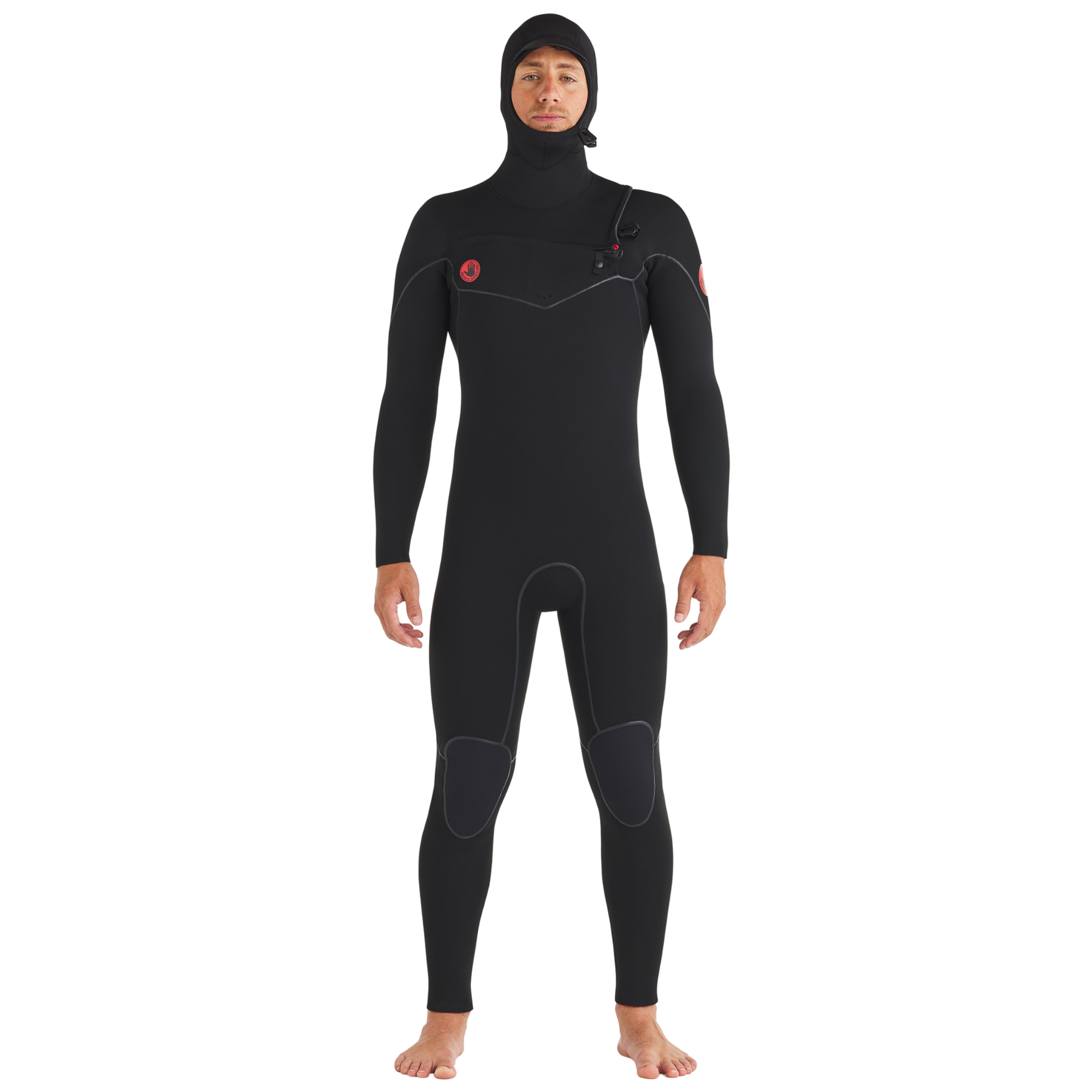 Body Glove Men's 5/4/3mm Red Cell Chest-Zip Hooded Fullsuit Wetsuit - Black