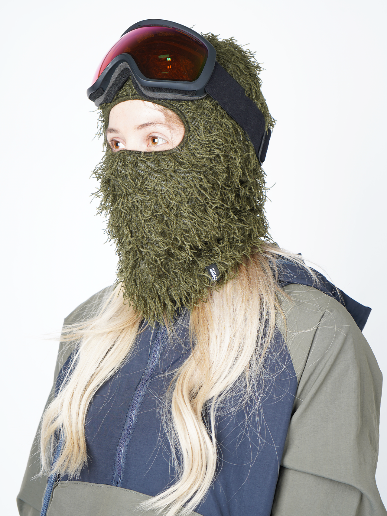 Garage Skateshop Jessie Fuzzy Balaclava Ski Mask- Green