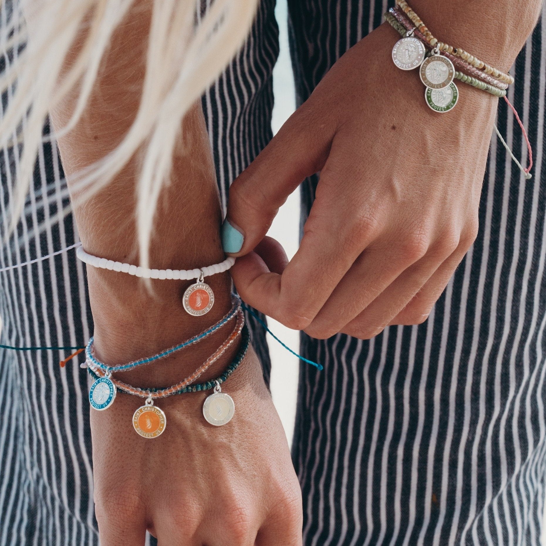 Wave Washed Beaded Bracelet - Melon / Blush